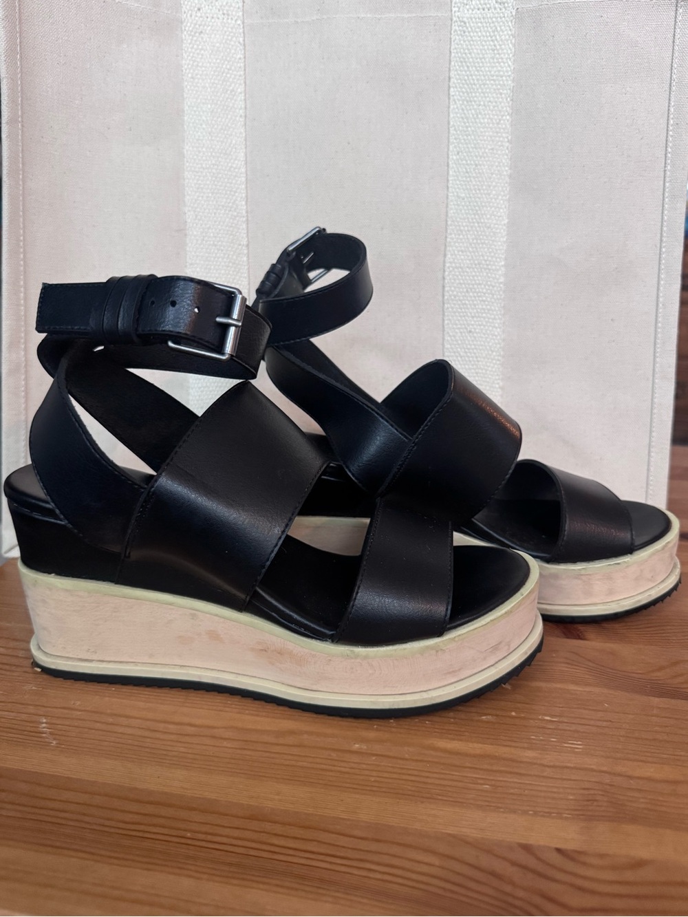 Farylrobin x Free People Vegan Leather Platform Wedge Sandals with Ankle Strap